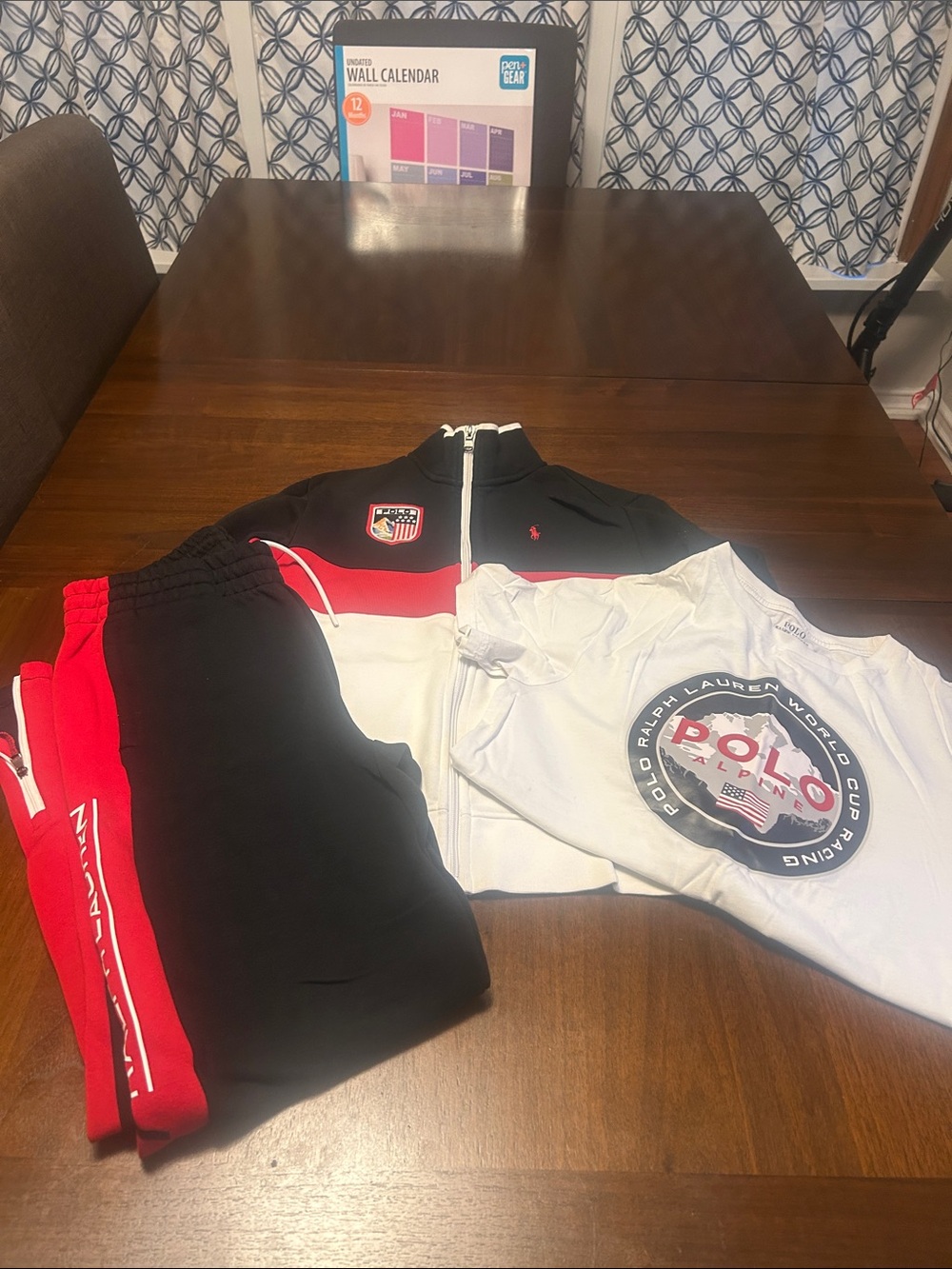 Polo by Ralph Lauren Kids Red, Black & White Track Jacket, Pants, and T-Shirt